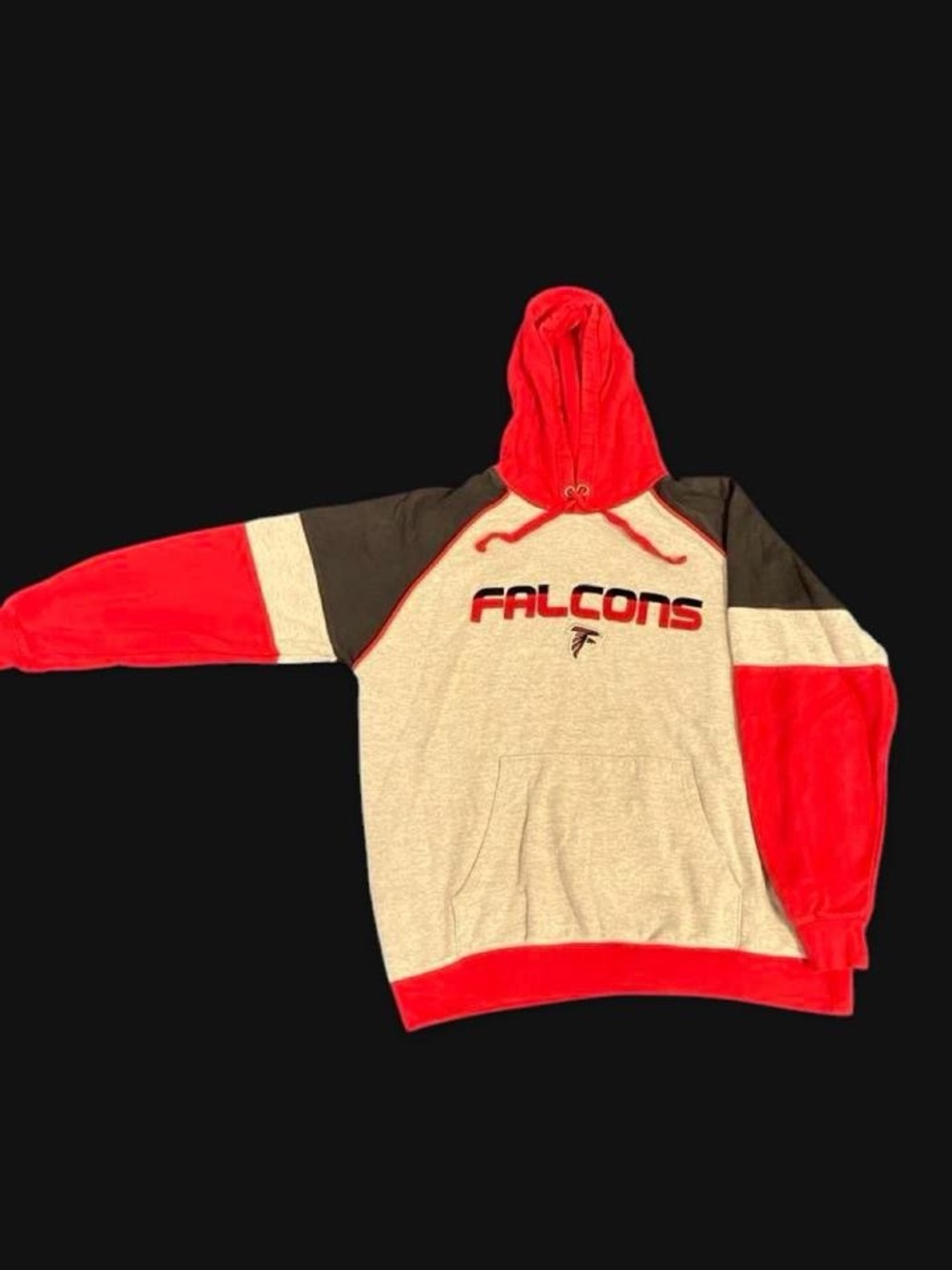 Vintage Y2K NFL Atlanta Falcons Black Red Color Block Hoodie Sweatshirt Large